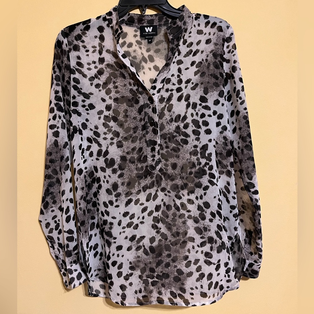 W by Worth Animal Print Sheer Blouse